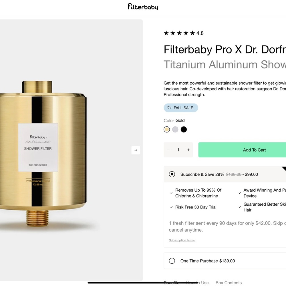 Pro X Dr. Dorff Gold Shower Filter